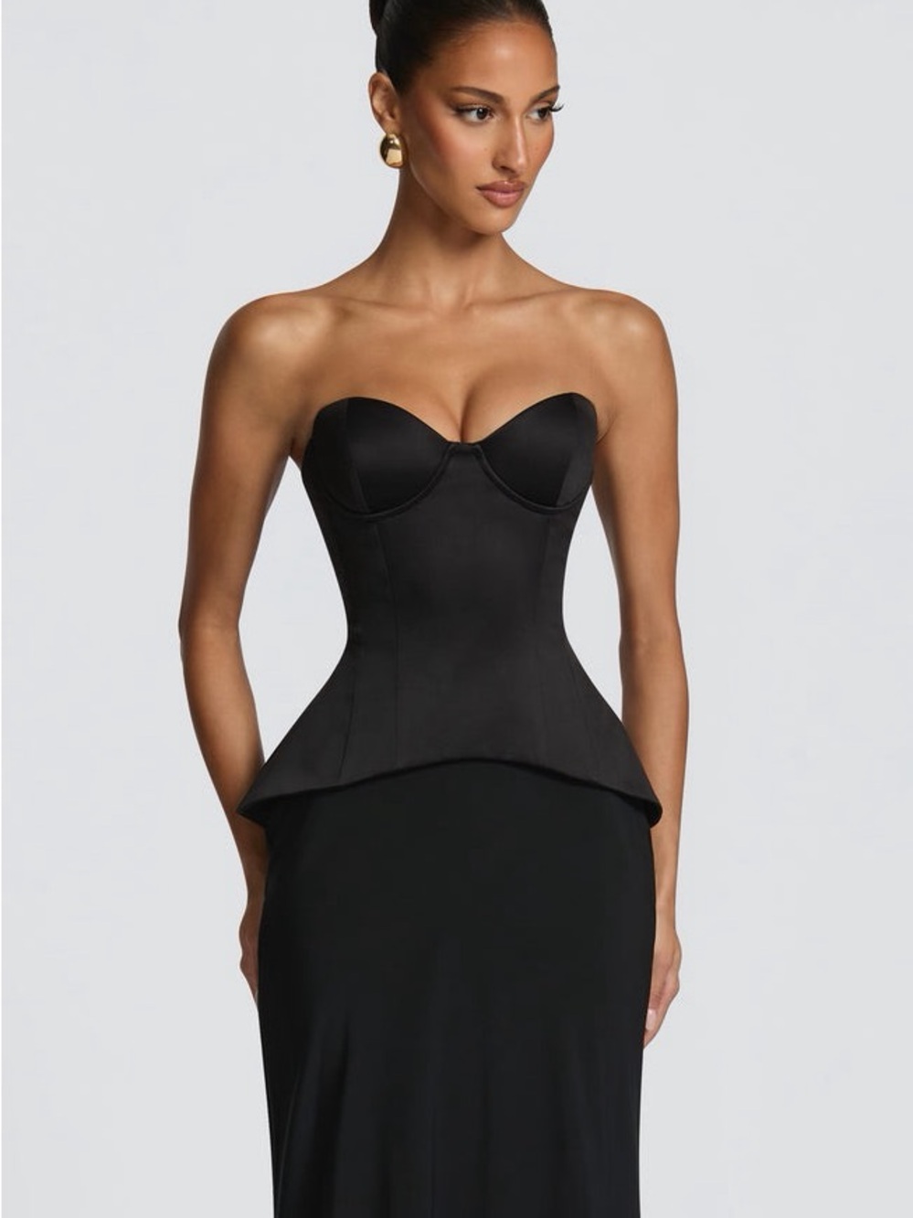 Strapless Black Peplum Corset Top